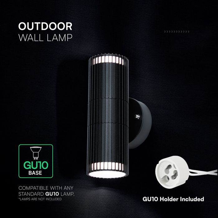 10Wx2 GU10 LED fasādes gaismeklis, V-TAC, IP44, alumīnija, melns