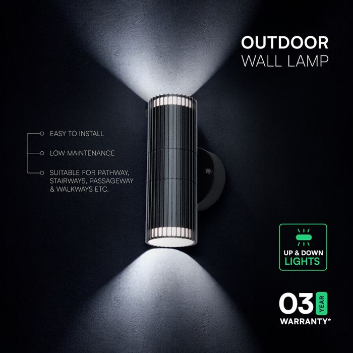 10Wx2 GU10 LED fasādes gaismeklis, V-TAC, IP44, alumīnija, melns