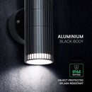 10Wx2 GU10 LED fasādes gaismeklis, V-TAC, IP44, alumīnija, melns