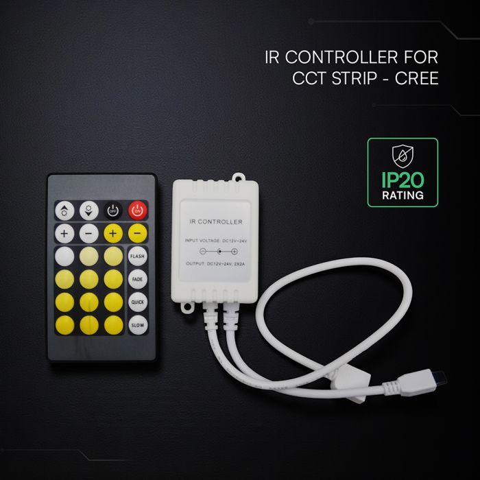 DC:12V/24V Infrasarkanais kontrolieris ar tālvadības pulti CCT CREE LED lentēm,  Max 2AV-TAC, IP20,