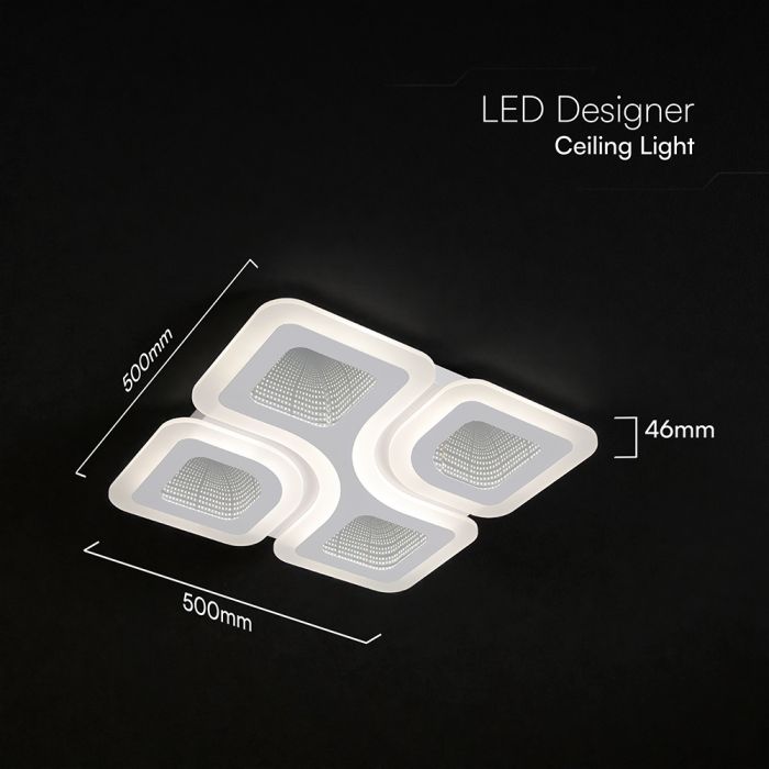 70W(5600Lm) LED dizaina griestu gaismeklis ar tālvadības pulti, IP20, V-TAC, 3IN1, dimmējams (Copy)