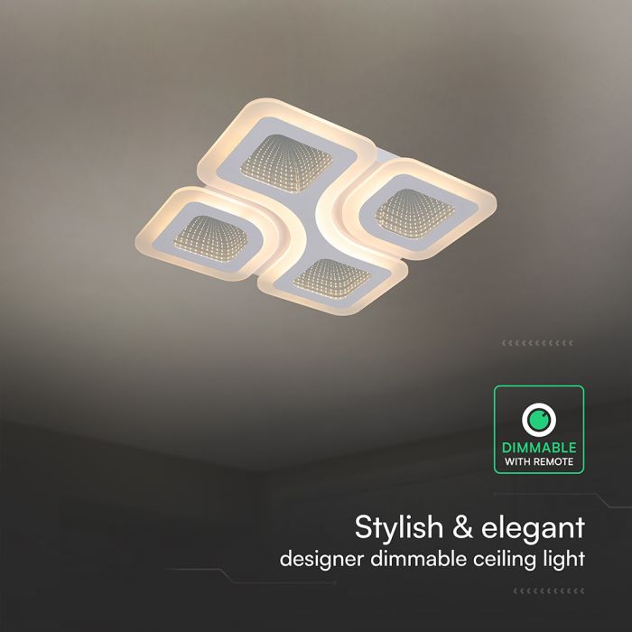 70W(5600Lm) LED dizaina griestu gaismeklis ar tālvadības pulti, IP20, V-TAC, 3IN1, dimmējams (Copy)