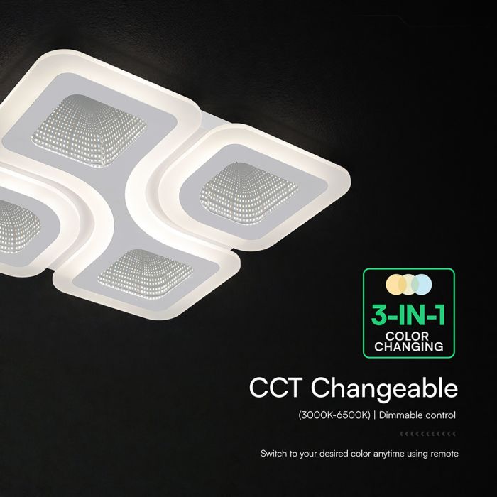 70W(5600Lm) LED dizaina griestu gaismeklis ar tālvadības pulti, IP20, V-TAC, 3IN1, dimmējams (Copy)