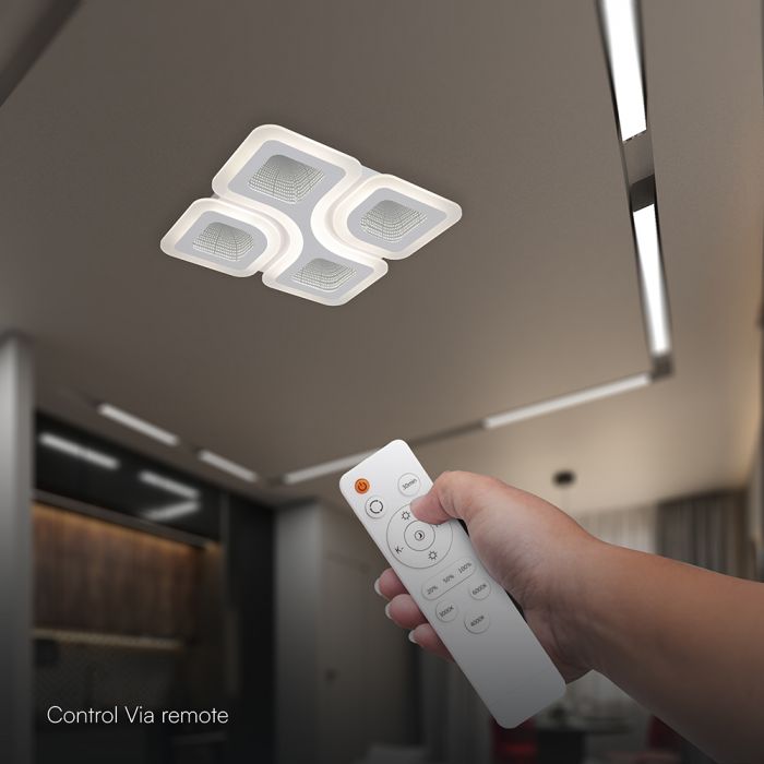 70W(5600Lm) LED dizaina griestu gaismeklis ar tālvadības pulti, IP20, V-TAC, 3IN1, dimmējams (Copy)