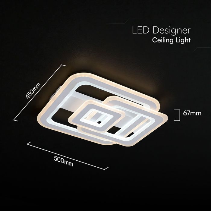 80W(6400Lm) LED dizaina griestu gaismeklis ar tālvadības pulti, IP20, V-TAC, 3IN1, dimmējams (Copy) (Copy)