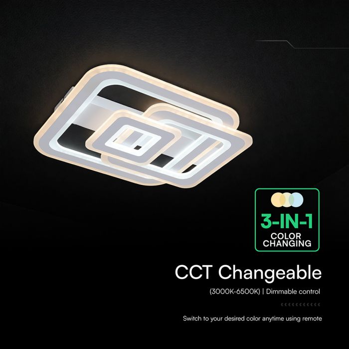 80W(6400Lm) LED dizaina griestu gaismeklis ar tālvadības pulti, IP20, V-TAC, 3IN1, dimmējams (Copy) (Copy)