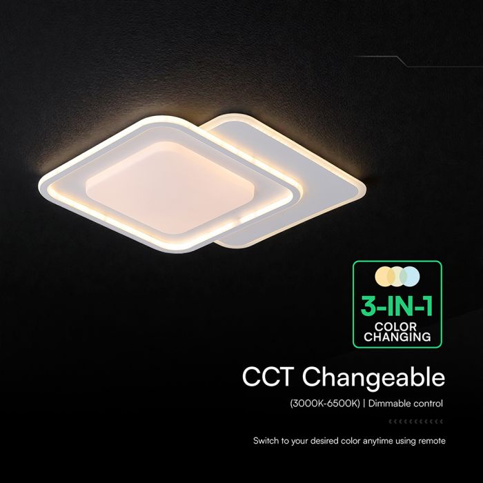 60W(5400Lm) LED dizaina griestu gaismeklis ar tālvadības pulti, IP20, V-TAC, 3IN1
