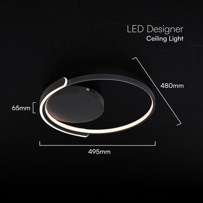 70W(4000Lm) LED dizaina griestu gaismeklis ar tālvadības pulti, IP20, V-TAC, 3IN1