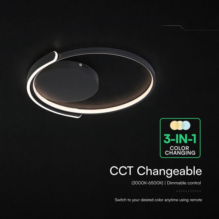 70W(4000Lm) LED dizaina griestu gaismeklis ar tālvadības pulti, IP20, V-TAC, 3IN1