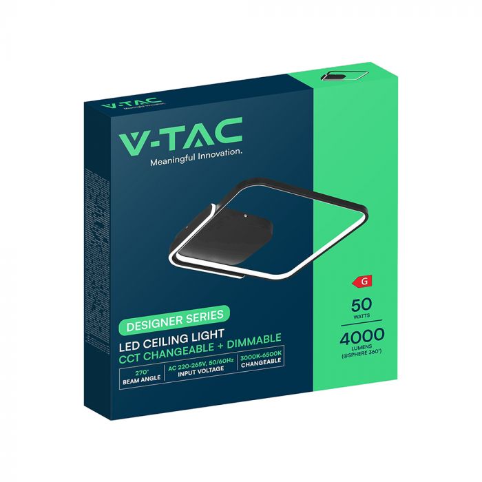 70W(4000Lm) LED dizaina griestu gaismeklis ar tālvadības pulti, IP20, V-TAC, 3IN1