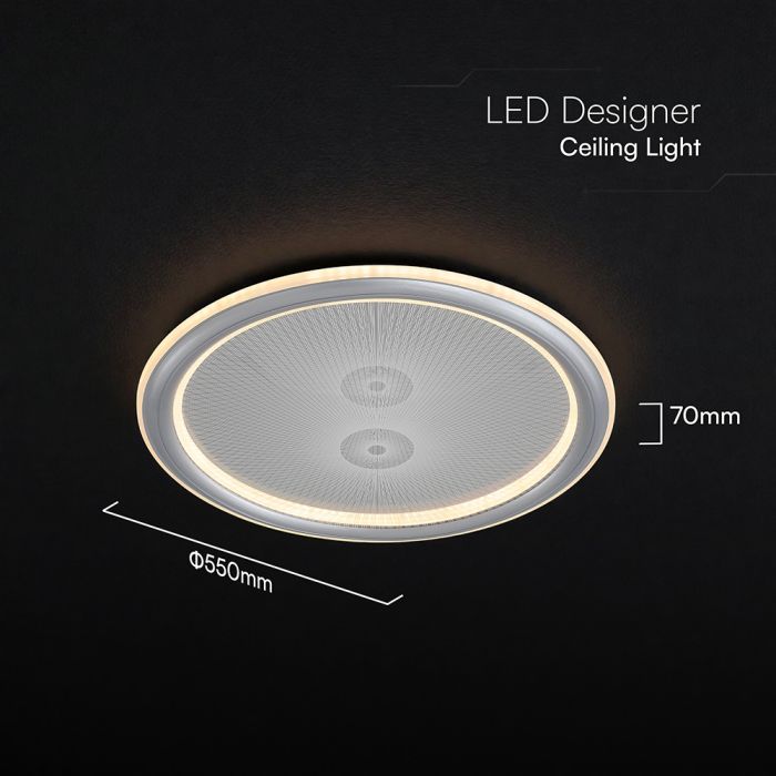 50W(4000Lm) LED dizaina griestu gaismeklis ar tālvadības pulti, IP20, V-TAC, 3IN1, dimmējams