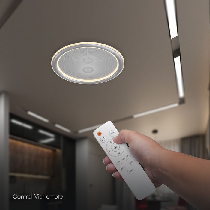 50W(4000Lm) LED dizaina griestu gaismeklis ar tālvadības pulti, IP20, V-TAC, 3IN1, dimmējams