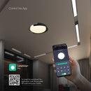 48W(5760Lm) LED dekoratīvs griestu gaismeklis, V-TAC VT-84020, IP20, melns/koka raksts, Ø500x80mm, 220–260V, 120°, Bluetooth un tālvadība, dimmējams, 2 gadu garantija, CCT 3000K/4000K/6000K