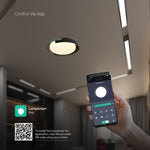 48W(5760Lm) LED dekoratīvs griestu gaismeklis, V-TAC VT-84020, IP20, melns/koka raksts, Ø500x80mm, 220–260V, 120°, Bluetooth un tālvadība, dimmējams, 2 gadu garantija, CCT 3000K/4000K/6000K