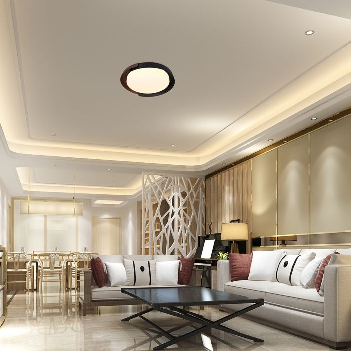 48W(5760Lm) LED dekoratīvs griestu gaismeklis, V-TAC VT-84020, SMD, IP20, balts/koka raksts, Ø500x80mm, 220–260V, 120°, Bluetooth un tālvadība, dimmējams, 2 gadu garantija, CCT 3000K/4000K/6000K