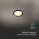48W(5760Lm) LED dekoratīvs griestu gaismeklis, V-TAC VT-84020, SMD, IP20, balts/koka raksts, Ø500x80mm, 220–260V, 120°, Bluetooth un tālvadība, dimmējams, 2 gadu garantija, CCT 3000K/4000K/6000K