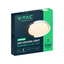 48W(5760Lm) LED dekoratīvs griestu gaismeklis, V-TAC VT-84020-BG, SMD, IP20, IK04, melns/pelēks, Ø500x80mm, 220–260V, 120°, tālvadības pults un lietotnes vadība, dimmējams, 2 gadu garantija, CCT 3000K/4000K/6000K