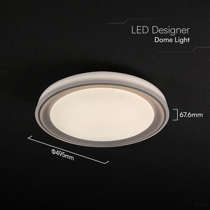 30W/60W/30W(6000Lm) LED dekoratīvs griestu gaismeklis, V-TAC VT-85030-DB, SMD, IP20, IK03, tumši brūns, Ø495x67,6mm, 220–240V, 120°, tālvadības pults, dimmējams, 2 gadu garantija, CCT 3000K/4000K/6500K