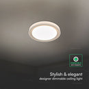 30W/60W/30W LED kupolveida gaismeklis, V-TAC, dimmējams, ar tālvadības pulti, zelta krāsā, IP20, 3IN1