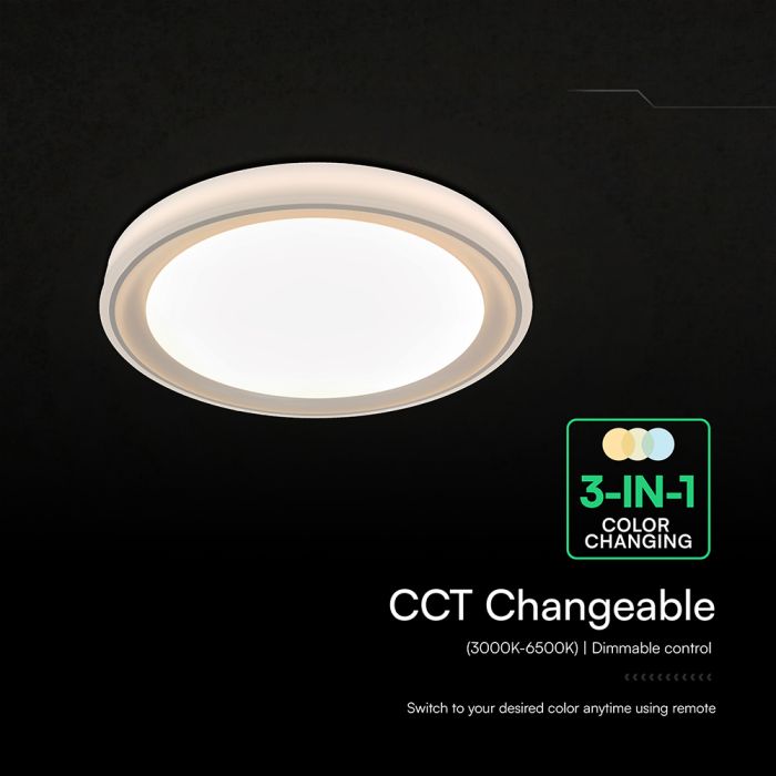 30W/60W/30W LED kupolveida gaismeklis, V-TAC, dimmējams, ar tālvadības pulti, zelta krāsā, IP20, 3IN1