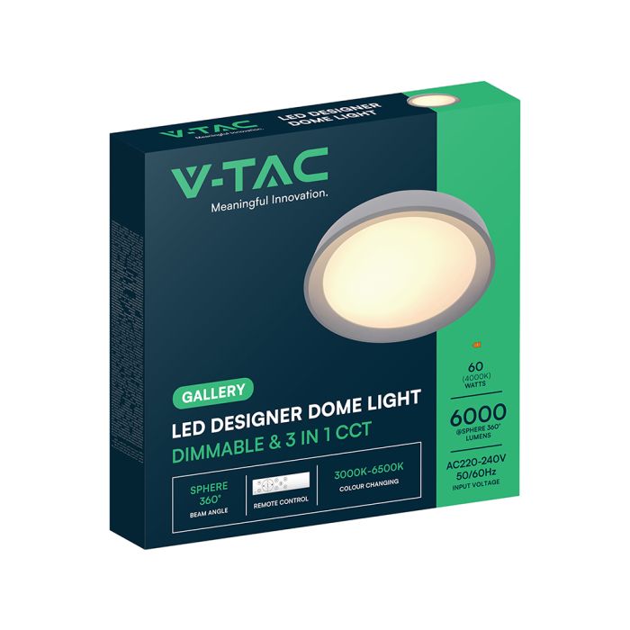 30W/60W/30W(6000Lm) LED dekoratīvs griestu gaismeklis, V-TAC VT-85031, SMD, IP20, IK03, melns, Ø480x57,6mm, 220–240V, 120°, tālvadības pults, dimmējams, 2 gadu garantija, CCT 3000K/4000K/6500K