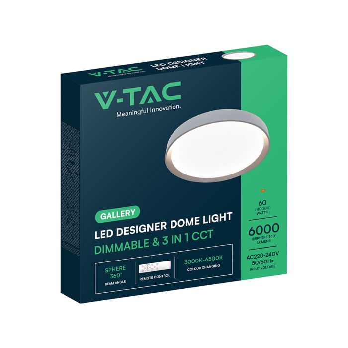 30W/60W/30W(6000Lm) LED dekoratīvs griestu gaismeklis, V-TAC VT-85031-DB, DX43, SMD, IP20, tumši brūns, Ø480x57,6mm, 220–240V, 120°, tālvadība, dimmējams, 2 gadu garantija, CCT 3000K/4000K/6000K