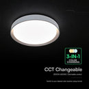 30W/60W/30W(6000Lm) LED dekoratīvs griestu gaismeklis, V-TAC VT-85031-DB, DX43, SMD, IP20, tumši brūns, Ø480x57,6mm, 220–240V, 120°, tālvadība, dimmējams, 2 gadu garantija, CCT 3000K/4000K/6000K