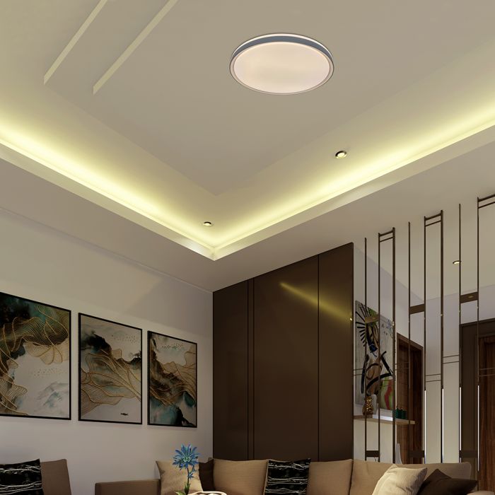 30W/60W/30W(6000Lm) LED dekoratīvs griestu gaismeklis, V-TAC VT-85031-G, SMD, IP20, pelēks, Ø480x57,6mm, 220–240V, 120°, tālvadības pults, dimmējams, 2 gadu garantija, CCT 3000K/4000K/6500K