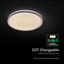 30W/60W/30W(6000Lm) LED dekoratīvs griestu gaismeklis, V-TAC VT-85031-G, SMD, IP20, pelēks, Ø480x57,6mm, 220–240V, 120°, tālvadības pults, dimmējams, 2 gadu garantija, CCT 3000K/4000K/6500K