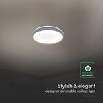 20W/40W/20W(4000Lm) LED dizaina griestu gaismeklis, V-TAC VT-85035, SMD, IP20, IK03, koka imitācija, Ø391x63,6mm, 220–240V, 120°, tālvadība līdz 5m, dimmējams, 2 gadu garantija, CCT
