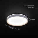 20W/40W/20W(4000Lm) LED dizaina griestu gaismeklis, V-TAC VT-85035, SMD, IP20, IK03, koka imitācija, Ø391x63,6mm, 220–240V, 120°, tālvadība līdz 5m, dimmējams, 2 gadu garantija, CCT