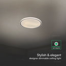 60W(6000Lm) LED dizaina griestu gaismeklis, V-TAC VT-85033, SMD, IP20, melns, Ø495x72,2mm, 220–240V, 120°, tālvadība līdz 5m, dimmējams, 2 gadu garantija, regulējama gaisma 3000K/4000K/6500K