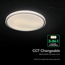 60W(6000Lm) LED dizaina griestu gaismeklis, V-TAC VT-85033, SMD, IP20, melns, Ø495x72,2mm, 220–240V, 120°, tālvadība līdz 5m, dimmējams, 2 gadu garantija, regulējama gaisma 3000K/4000K/6500K