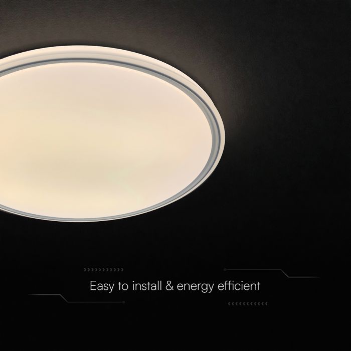 30W/60W/30W(6000Lm) LED dizaina griestu gaismeklis, V-TAC VT-85033, SMD, IP20, IK03, balts/pelēks, Ø495x72,2mm, 220–240V, 120°, tālvadība līdz 5m, dimmējams, 2 gadu garantija, CCT 3000K/4000K/6500K