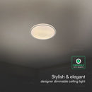 30W/60W/30W(6000Lm) LED dizaina griestu gaismeklis, V-TAC VT-85033, SMD, IP20, IK03, balts/pelēks, Ø495x72,2mm, 220–240V, 120°, tālvadība līdz 5m, dimmējams, 2 gadu garantija, CCT 3000K/4000K/6500K