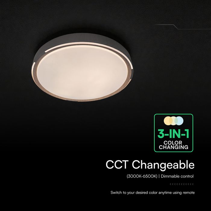 30W/60W/30W LED kupolveida gaismeklis, V-TAC, dimmējams, ar tālvadības pulti, IP20, 3IN1