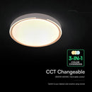 30W/60W/30W(6000Lm) LED dizaina griestu gaismeklis, V-TAC VT-85034, SMD, IP20, koka imitācija, Ø486x67,1mm, 220–240V, 120°, tālvadība līdz 5m, dimmējams, 2 gadu garantija, CCT 3000K/4000K/6500K