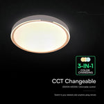 30W/60W/30W(6000Lm) LED dizaina griestu gaismeklis, V-TAC VT-85034, SMD, IP20, koka imitācija, Ø486x67,1mm, 220–240V, 120°, tālvadība līdz 5m, dimmējams, 2 gadu garantija, CCT 3000K/4000K/6500K