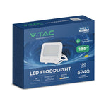 50W(6750Lm) 135LM/W LED CREE prožektors bez kustību sensora, V-TAC, IP65, garantija 6 gadi, balts, neitrāli balta gaisma 4000K