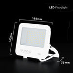 50W(6750Lm) 135LM/W LED CREE prožektors bez kustību sensora, V-TAC, IP65, garantija 6 gadi, balts, neitrāli balta gaisma 4000K