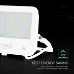 50W(6750Lm) 135LM/W LED CREE prožektors bez kustību sensora, V-TAC, IP65, garantija 6 gadi, balts, neitrāli balta gaisma 4000K