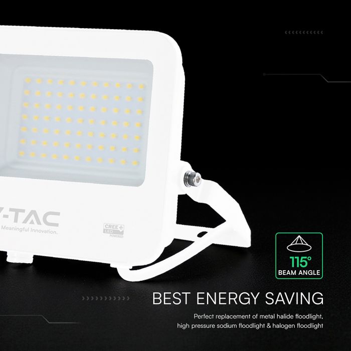 50W(6750Lm) 135LM/W LED CREE prožektors bez kustību sensora, V-TAC, IP65, garantija 6 gadi, balts, neitrāli balta gaisma 4000K
