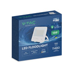 100W(13500Lm) 135LM/W LED CREE prožektors bez kustību sensora, V-TAC, IP65, garantija 6 gadi, balts korpuss, auksti balta gaisma 6500K