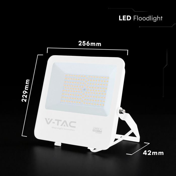 100W(13500Lm) 135LM/W LED CREE prožektors bez kustību sensora, V-TAC, IP65, garantija 6 gadi, balts korpuss, auksti balta gaisma 6500K