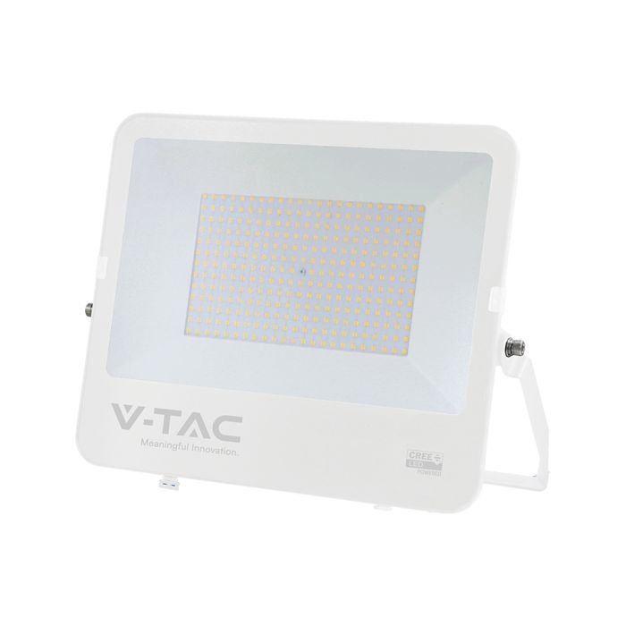 200W(27000Lm) 135LM/W LED CREE prožektors bez kustību sensora, V-TAC, IP65, garantija 6 gadi, balts korpuss, neitrāli balta gaisma 4000K
