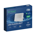 200W(27000Lm) 135LM/W LED CREE prožektors bez kustību sensora, V-TAC, IP65, garantija 6 gadi, balts korpuss, neitrāli balta gaisma 4000K