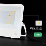 200W(27000Lm) 135LM/W LED CREE prožektors bez kustību sensora, V-TAC, IP65, garantija 6 gadi, balts korpuss, neitrāli balta gaisma 4000K