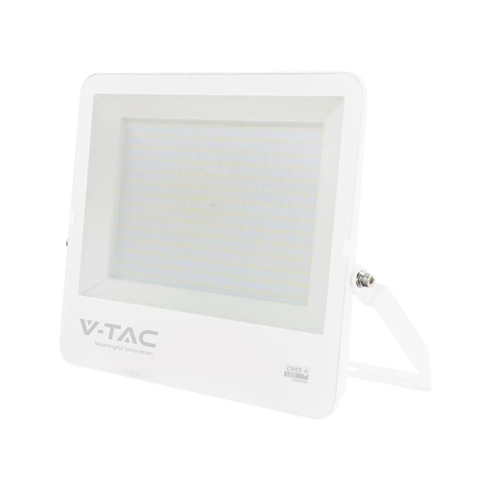 300W(40500Lm) LED prožektors, V-TAC VT-44003-W, CREE SMD, IP65, IK05, balts korpuss ar pelēku stiklu, 498x48x411,6mm, 220–240V, 115°, 135Lm/W, 1m kabelis, 6 gadu garantija, auksti balta gaisma 6500K
