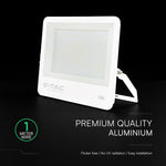 300W(40500Lm) LED prožektors, V-TAC VT-44003-W, CREE SMD, IP65, IK05, balts korpuss ar pelēku stiklu, 498x48x411,6mm, 220–240V, 115°, 135Lm/W, 1m kabelis, 6 gadu garantija, auksti balta gaisma 6500K