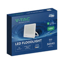 300W(40500Lm) LED prožektors, V-TAC VT-44003-W, CREE SMD, IP65, IK05, balts korpuss ar pelēku stiklu, 498x48x411,6mm, 220–240V, 115°, 135Lm/W, 1m kabelis, 6 gadu garantija, auksti balta gaisma 6500K